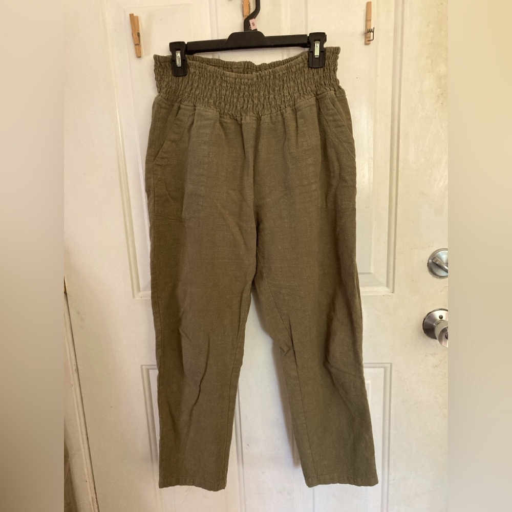 Smocked waist Linen Pants